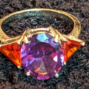 Purple Red Rhinestone Ring Size 8